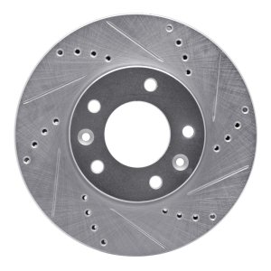 Kia Sedona Brake Rotor (1) - Front Right - R1 Concepts - Drilled & Slotted - Silver - `03-`05